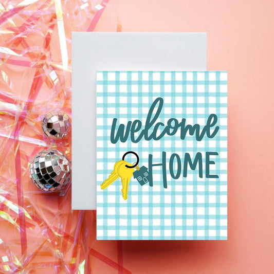 Blue Gingham Housewarming| Greeting Card